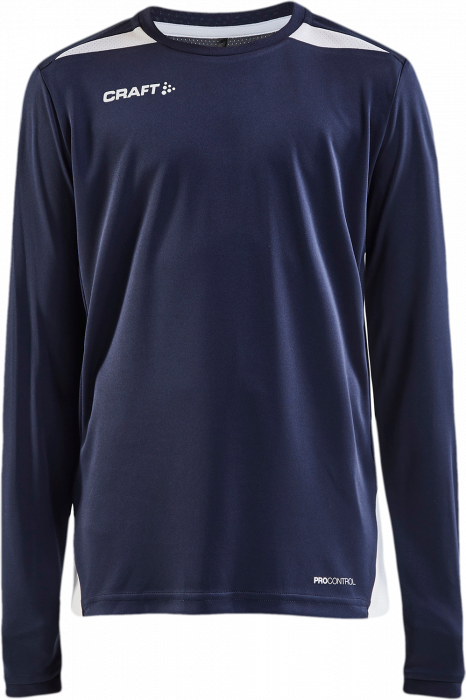 Craft - Pro Control Impact Longsleeve Tee Junior - Azul marino & blanco